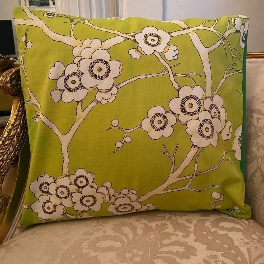 Vintage 1960s Botanical Print Fabric Pillow Cover
